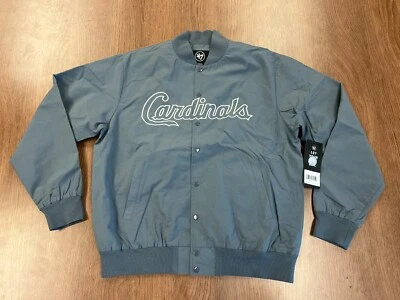 ST LOUIS CARDINALS 47 TRADEMARK TWILL BOMBER JACKET M BASALT GRAY NEW $130 - Image 1 of 4