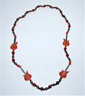 Music Guitar Beads Necklace Mardi Gras Red Silver