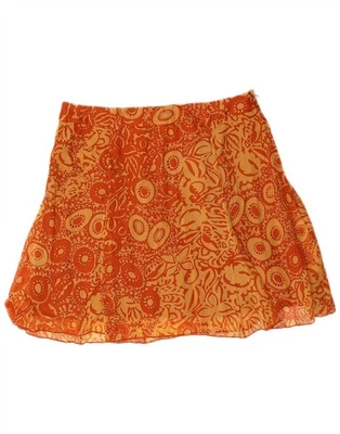 VOTRE NOM женщин мини юбка ЕС 46 XL W34 оранжевый цветочный шелк BJ16 - Изображение 1 из 3