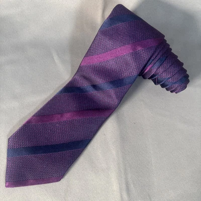 "Corbata Tino Cosma púrpura y azul marino rayas espiga L:60"" W:3,5""" Foto 1 de 4