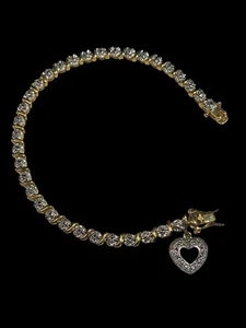 Silver-Diamond Bracelet 3 Diamonds .015 Carat T.W. 925 Silver 7.4dwt (MP1046216) - Picture 1 of 2