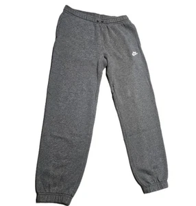 Felpa joggers vintage Nike blu etichetta pile uomo M grigia ricamata polsino swoosh - Foto 1 di 6