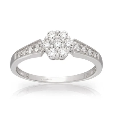 Platinum 0.5ct Daisy Accented Diamond Cluster Ring - Image 1 of 4