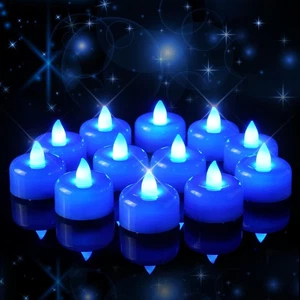 24 Stück Blau Flammenlos LED Teelichter Kerzen Batteriebetrieben Elektrisch Fake... - Bild 1 von 7