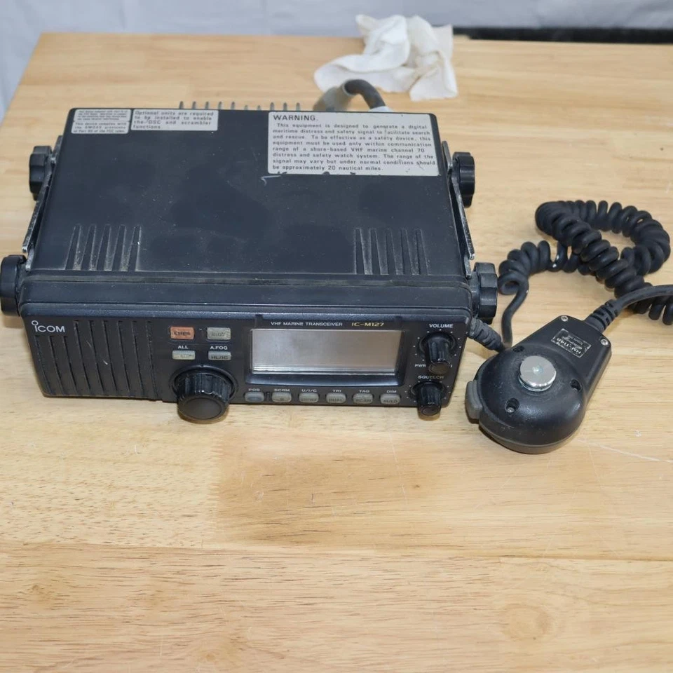 iCOM IC-M127 VHF Marine Transceiver w/ Mic Untested - Image 1 of 2
