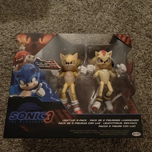 Sonic The Hedgehog 3 Jakks Pacific Super Shadow & Super Sonic 2 Pack Lights Up - Picture 1 of 2