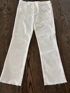 NWT MARINE LAYER WOMENS Natural Ivory Off White Crop Flare Jean Size 27 - Picture 1 of 8