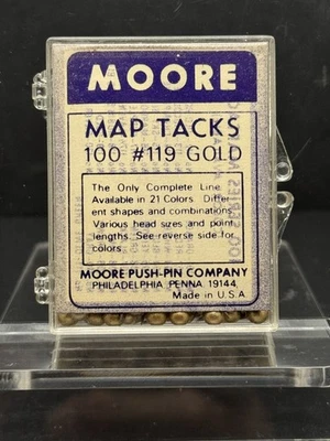 Vintage Moore Push-Pin Co Philadelphia Map Tacks 119 GOLD Approximately 60 Tacks - Image 1 of 3