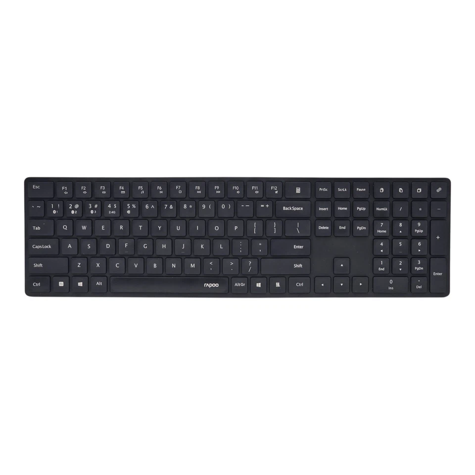 Rapoo Drahtlose Tastatur Wireless Bluetooth Keyboard 2.4GHz QUERTY Dongle - Bild 1 von 4