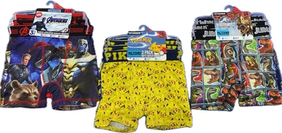 Avengers, Pokemon, Parque Jurásico - (3) paquetes de 3 calzoncillos boxer para niños (9 pares) talla 4 Foto 1 de 2