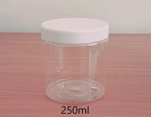 Tarro de almacenamiento de plástico transparente PET con tapa 250 ml - Imagen 1 de 8