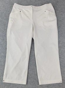 Chicos Zenergy GOLF Pants Cropped White Silver Accents Pockets Womens Size 0.5 - Picture 1 of 16