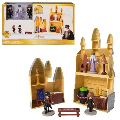 HARRY POTTER Mini Playset HOGWARTS Figure 7cm HARRY HERMIONE SILENTE SPIN MASTER - Immagine 1 di 4