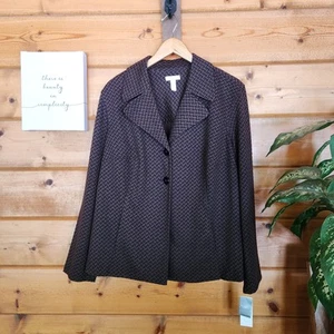 Charter Club Neu mit Etikett Strick Blazer Jacke Shacket Geometrisch Warm Sienna Übergröße 2X - Bild 1 von 7