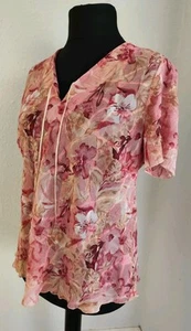 Bonmarche Short Sleeve Pink Floral Blouse Size 18 - Picture 1 of 17