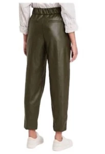 A New Day Womens M High-Rise Olive Green Pleather Tapered Ankle Pull-On Pants - Picture 1 of 9