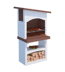 BARBECUE A LEGNA O CARBONELLA IN CEMENTO LINEA VZ "GRAN CANARIA" 81X58X155 CM - Foto 1 di 1