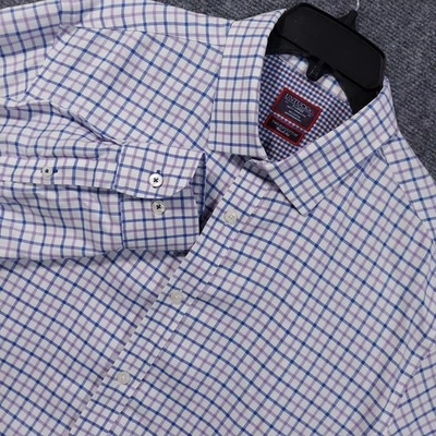 UNTUCKit Shirt Mens XL Purple Blue Plaid Cedarvale Slim Wrinkle Free 40165 - Image 1 of 4