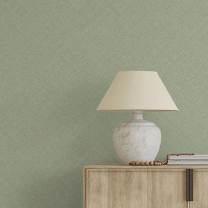 Green Weave Effect Wallpaper Jute Hessian Pattern Smooth Finish Feature Wall - Picture 1 of 2