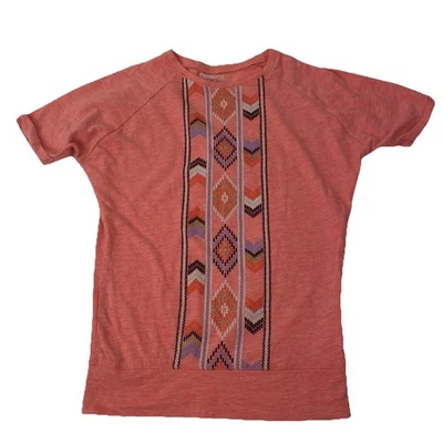 Oshkosh Bgosh Top Girls Size 6 Coral Short Sleeve Regal Sleeves Tribal Pattern - Image 1 of 4