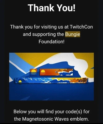 Bungie Destiny Magnetosonic Waves Emblem Code & Twitch Pin Blind Bag Bundle - Image 1 of 3