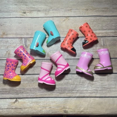 American Girl Doll Wellie Wishers Meet Boots Set Of 5 Ballet Lady Bugs Fish Dots - Image 1 of 4