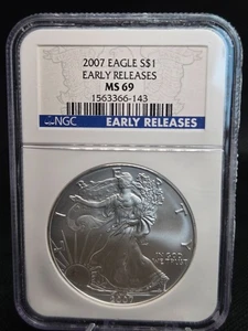2007 American Silver Eagle – NGC MS69 – Early Release – Vault Stored 🦅 - Picture 1 of 6