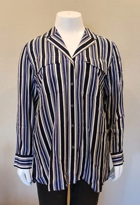Lafayette 148 Silk/Polyester Striped Long Sleeve Blouse NWT - Image 1 of 4