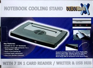 NEW NOTEBOOK LAPTOP NETBOOK COOLER PAD 38CM X 28CM, FAN, CARD READER & USB HUB - Picture 1 of 1