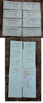 Lote de 8 cheques de nómina William Veeck doble firmado AUTO Chicago Cubs LOA Foto 1 de 3