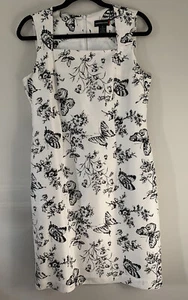 NEU SANDRA KING 100 % Seide ärmellos quadratischer Ausschnitt Kleid Schmetterling Blumen Größe 10 - Bild 1 von 11