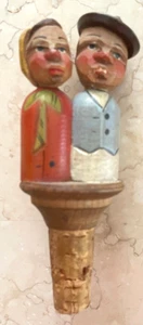 Antique Vintage Anri Carved Wooden Mechanical Cork Wine Bottle Stopper Topper - Picture 1 of 3