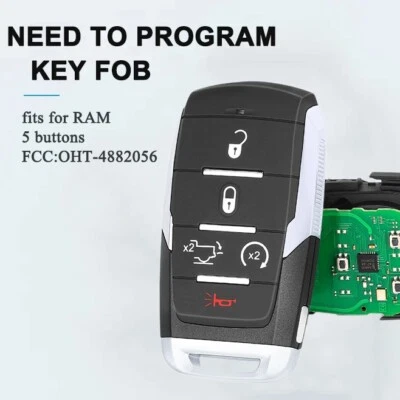 Keyless Entry Replacement For 2019 2020 - 2024 RAM 1500 Smart Key Fob 5 Buttons - Image 1 of 4