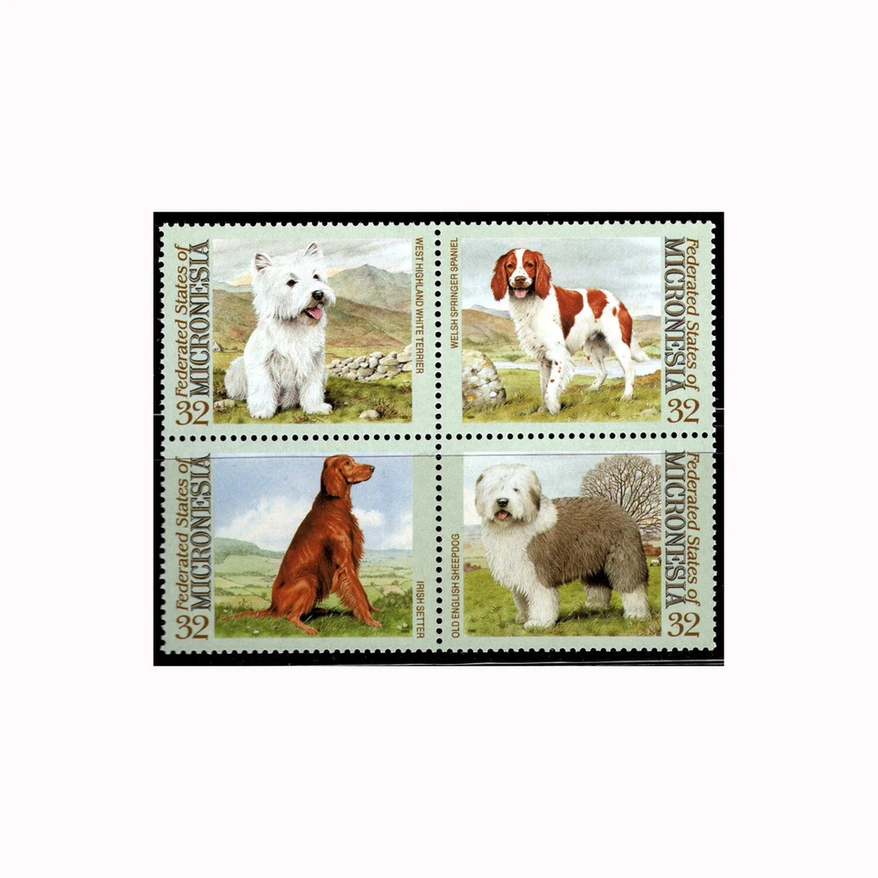 GTSTAMPS, Micronesia, Sc #211a-d MNH 1995 DOGS TERRIER, SPANIEL, SETTER - Imagem 1 de 1