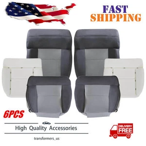 For 2004-2008 Ford F150 Driver Passenger Bottom Top Cloth Seat Cover Dark Gray - Picture 1 of 176
