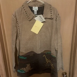 The Quacker Factory Unisex 2XL Reißverschluss Leder Tier Safari Jacke Neu mit Etikett - Bild 1 von 11
