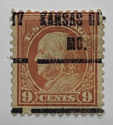 US 9C FRANKLIN STAMP WITH ERROR PRECANCEL KANSAS CITY MISSOURI - Image 1 of 2