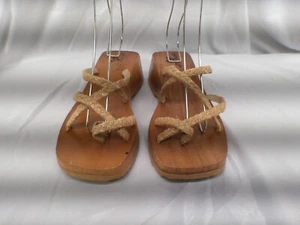 NOMAD Wooden Wedge- Rope Thong Style Sandal Women's Size 9 - Picture 1 of 4