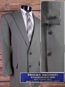 Vintage Brooks Brothers Blazer Sport Coat Jacket Two Button Olive Wool 44R
