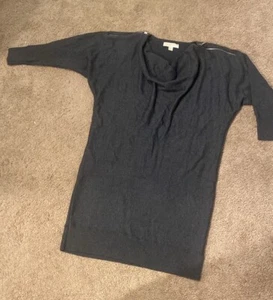 Michael Kors Gray Sweater Dress Sleeve Zip Shoulder Size Large - Picture 1 of 6
