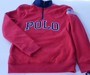 POLO RALPH LAUREN BOYS TEENS RED FLEECE SWEATSHIRT SIZE LARGE 14 16 NEW - Picture 1 of 5