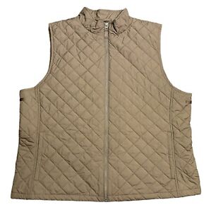 Lands' End Thermolite **Size XL 18-20** Brown Diamond Quilted Puffer Vest