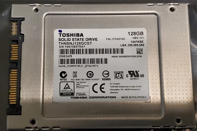 Toshiba THNSNJ128GCST 128GB SSD 2.5" SATA III Hard Drive W/ Disk Report - Image 1 of 4