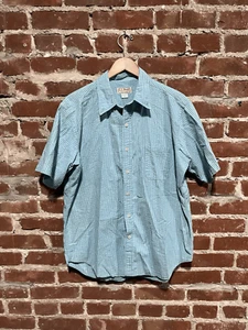 Vintage LL Bean Mens Blue Striped Short Sleeve Button Up Shirt Size XL - Picture 1 of 3