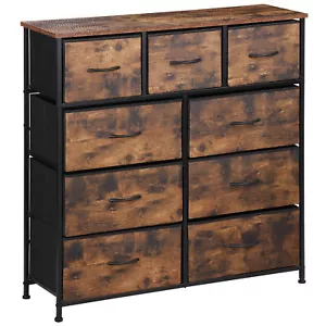 9 Drawers Dressers for Bedroom Fabric Storage Tower Chest Organizer Unit Brown - Picture 1 of 21