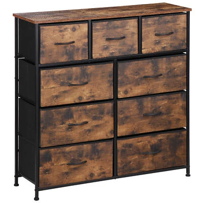 9 Drawers Dressers for Bedroom Fabric Storage Tower Chest Organizer Unit Brown - Image 1 of 4