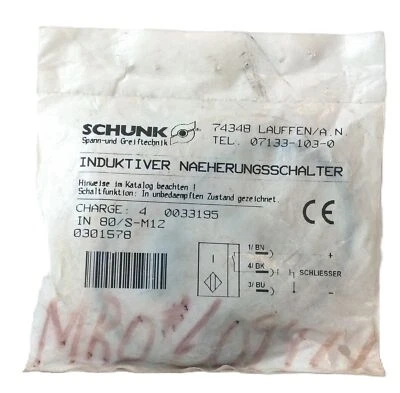 Schunk IN 80-S-M12 0301578 24 V DC PNP Inductive Proximity Sensor - Image 1 of 3