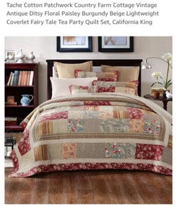 Tache Cotton Patchwork Country Farm Cottage Vintage Antique Ditsy Floral Full - Picture 1 of 3