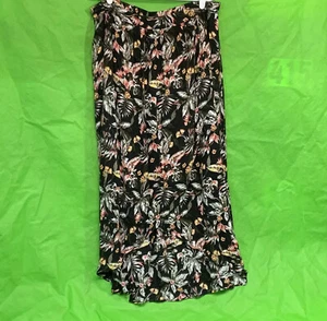 Style & Co Printed High-Low Skirt Black Floral Large - Picture 1 of 9