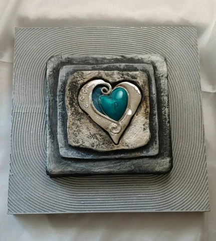 Heart Wall Hanging Blue Enamel with Silver tone accent 8" x 8" Bed Bath&Beyond Cover